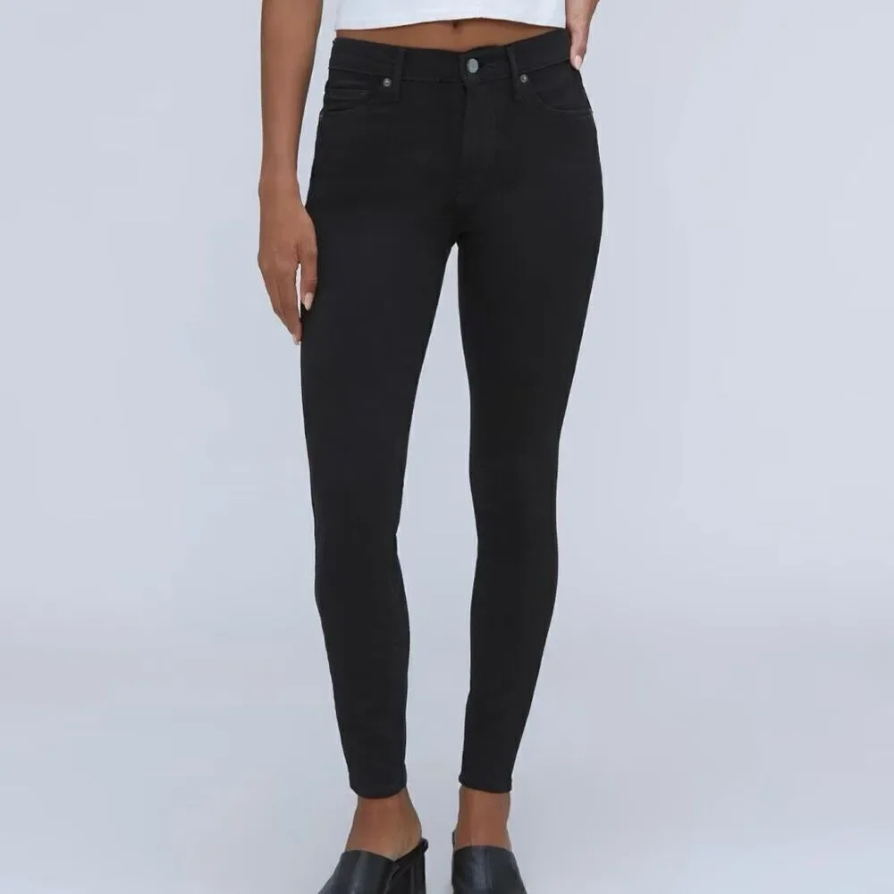 EVERLANE | Mid-Rise Black Stretch Denim Jeans Skinny Ankle Pants | Size 28